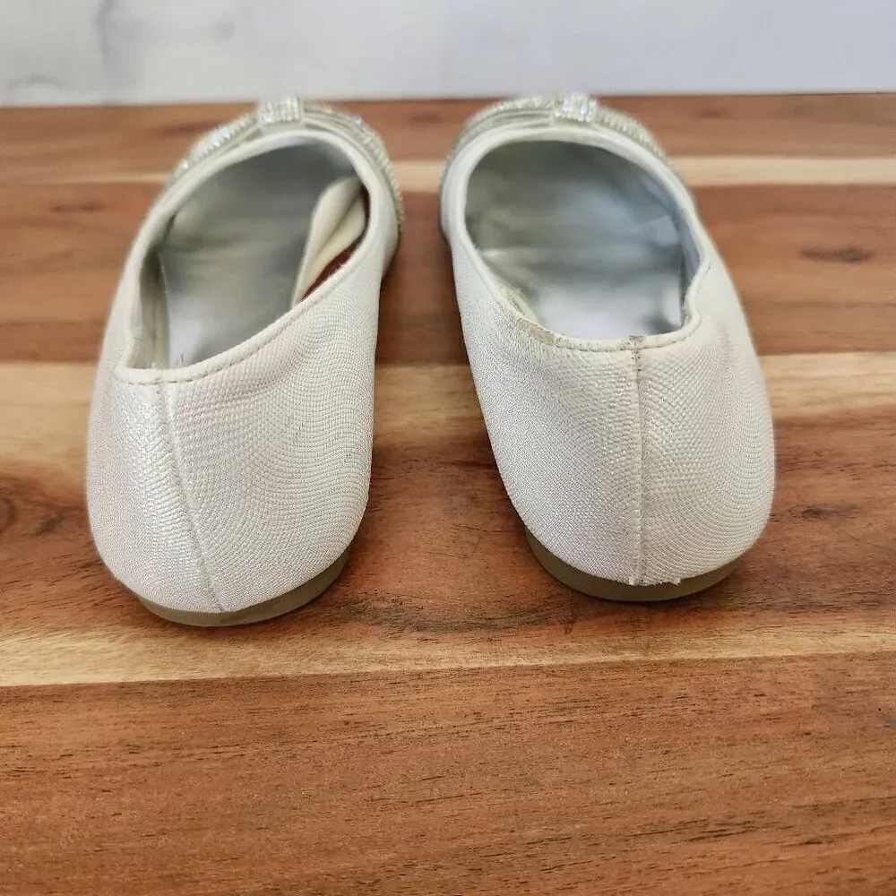 Kenneth Cole reaction young girls youth slip-on ballet flat size 3 Glam silver r